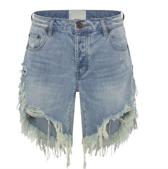 One Teaspoon Pants - 2527 NWT HENDRIXE FRANKIES LONG LENGTH DENIM SHORTS Size 24